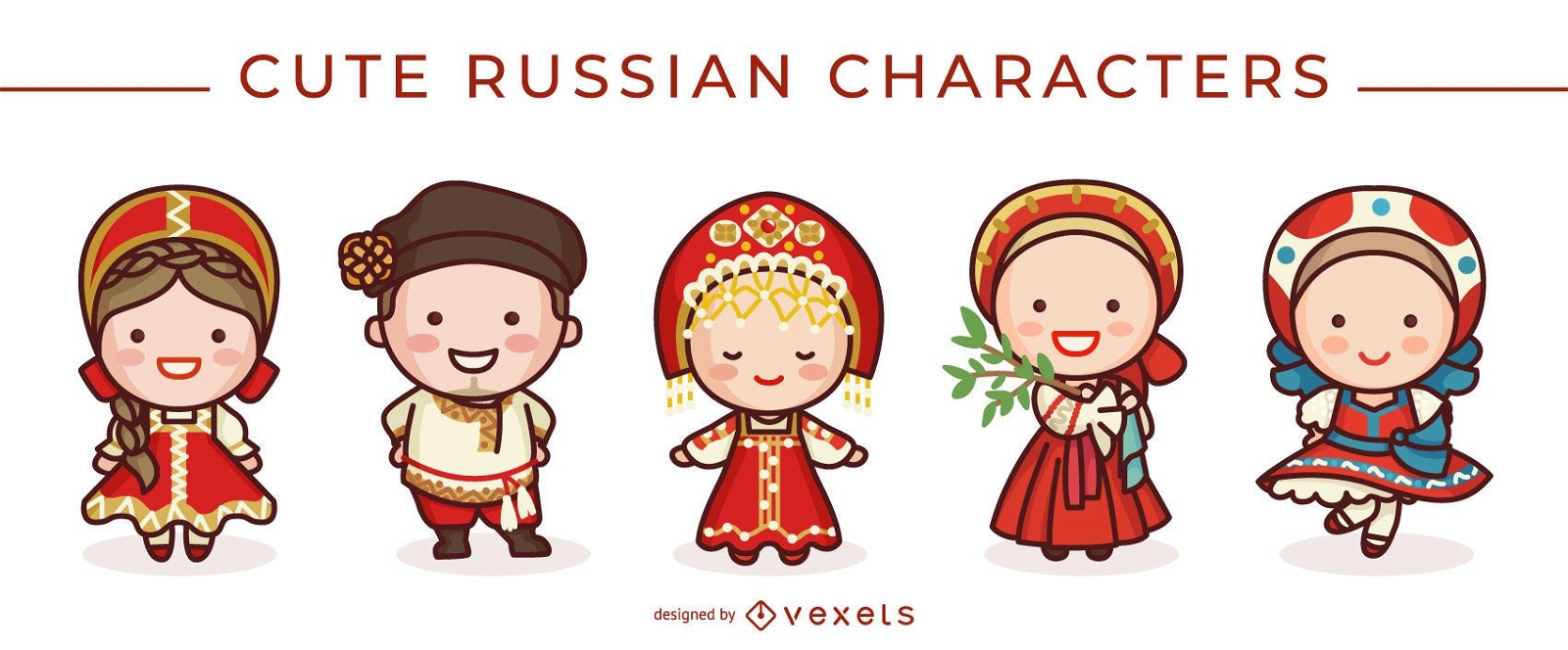 Conjunto de caracteres russos fofos