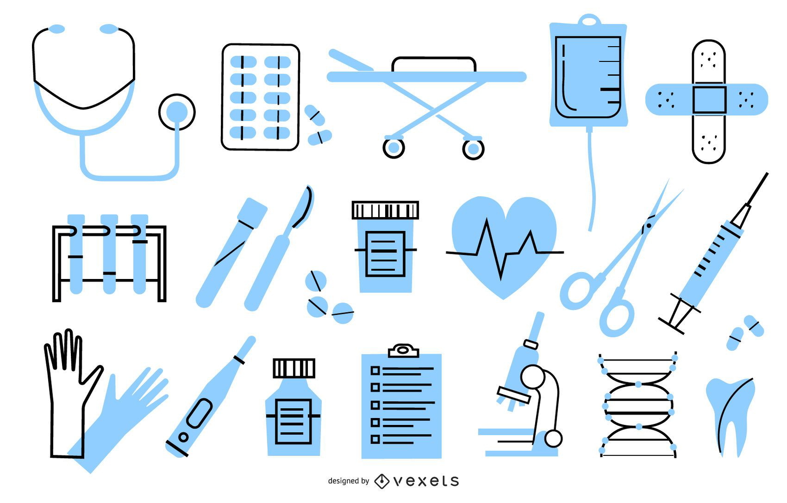 Paquete de diseño de elementos hospitalarios