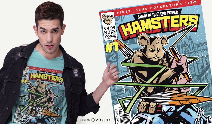 Comic Cover Hamster T-shirt Design Comic Cover Hamster T-shirt Design