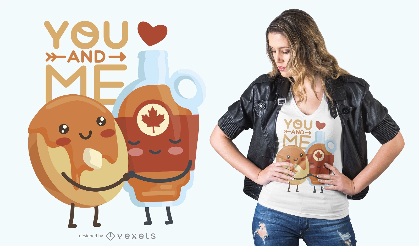 Design de t-shirt de casal de comida para namorados