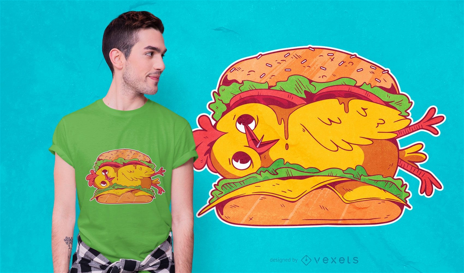 Chicken Hamburger T-shirt Design