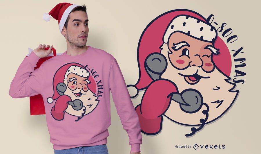 Santa calling t-shirt design Santa calling t-shirt design
