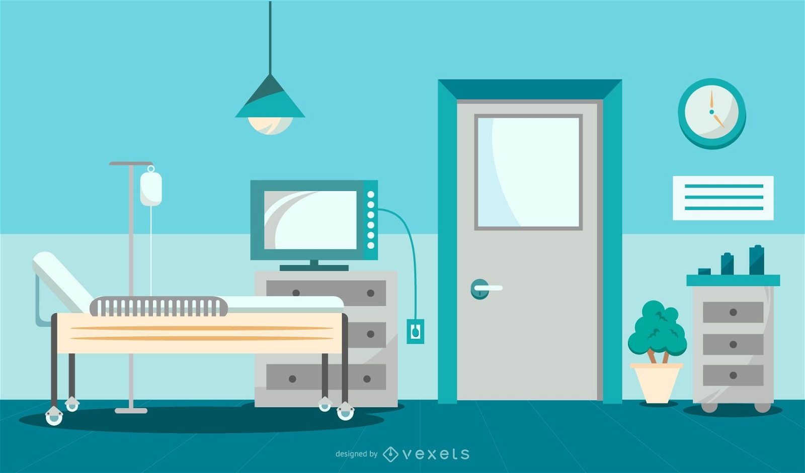 Grafikdesign des Krankenhauszimmers