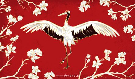 Schöne chinesische Crane Illustration Schöne chinesische Crane Illustration