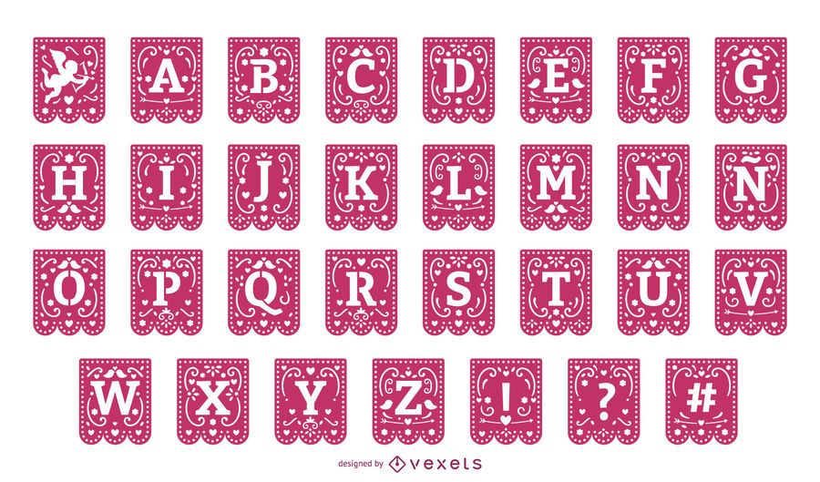 Valentines papercut garland alphabet set Valentines papercut garland alphabet set