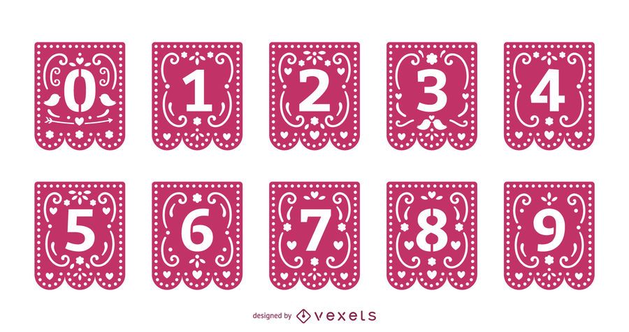 Valentines papercut garland number set Valentines papercut garland number set