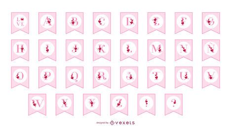 Valentine's day banner alphabet set