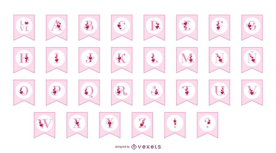 Valentine's day banner alphabet set Valentine's day banner alphabet set