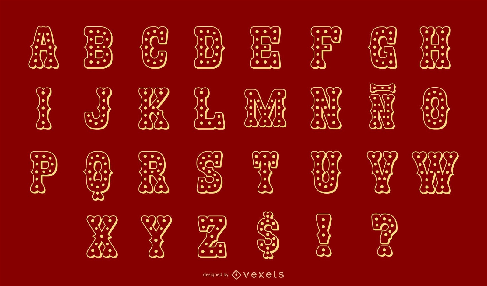 Carnival stroke alphabet set