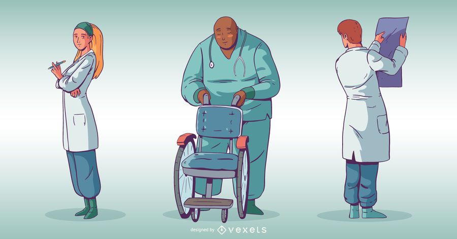 Conjunto de ilustración de personas de hospital Conjunto de ilustración de personas de hospital