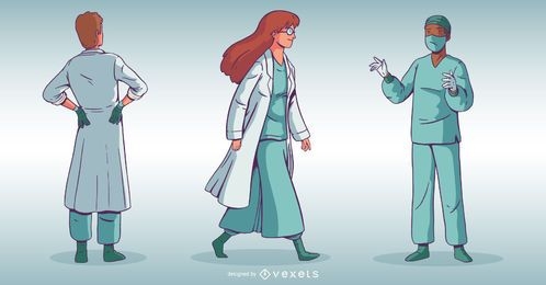 Conjunto de caracteres del personal médico