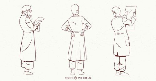 Conjunto de caracteres de doctor masculino Conjunto de caracteres de doctor masculino