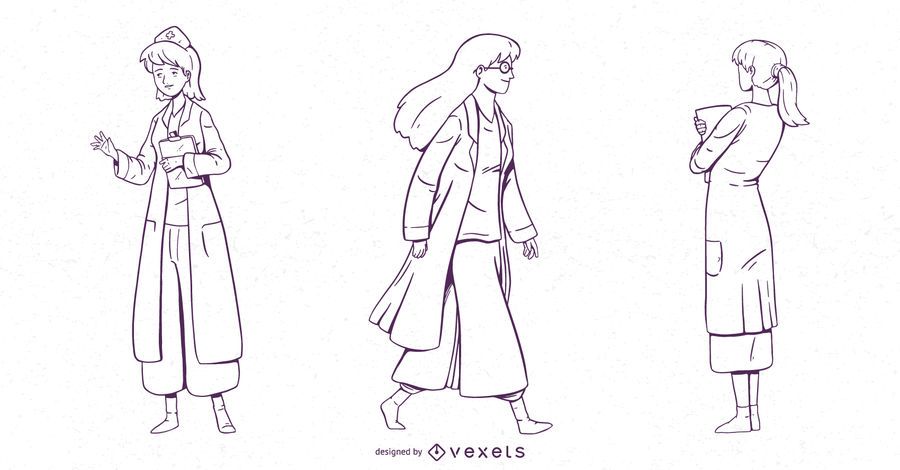 Female Doctor Character Set Female Doctor Character Set