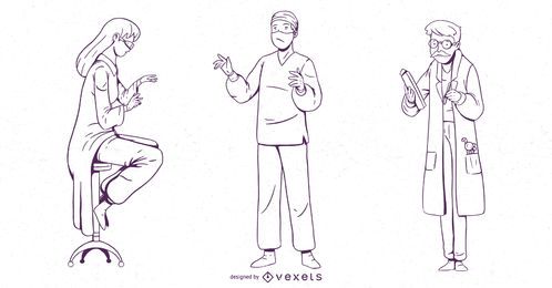 Doctor Character Stroke Design Set Doctor Character Stroke Design Set