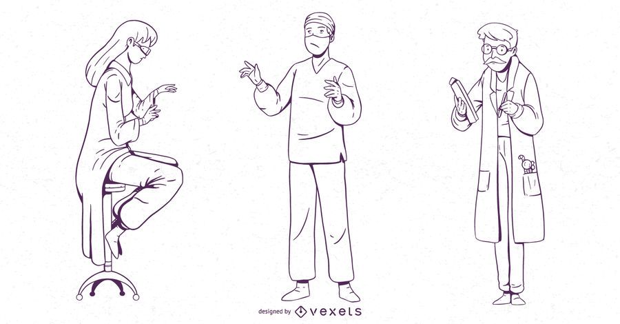 Doctor Character Stroke Design Set Doctor Character Stroke Design Set