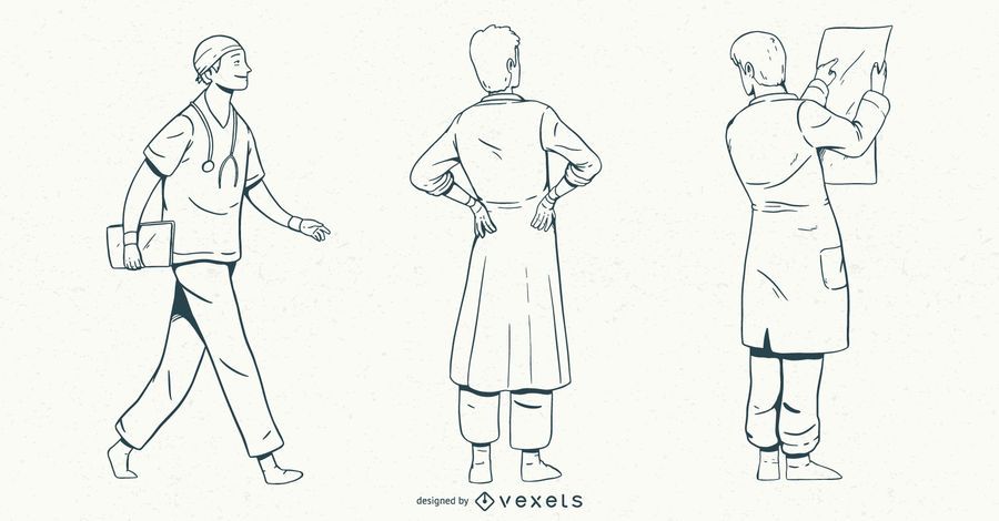 Männlicher Doktor Stroke Style Set Männlicher Doktor Stroke Style Set