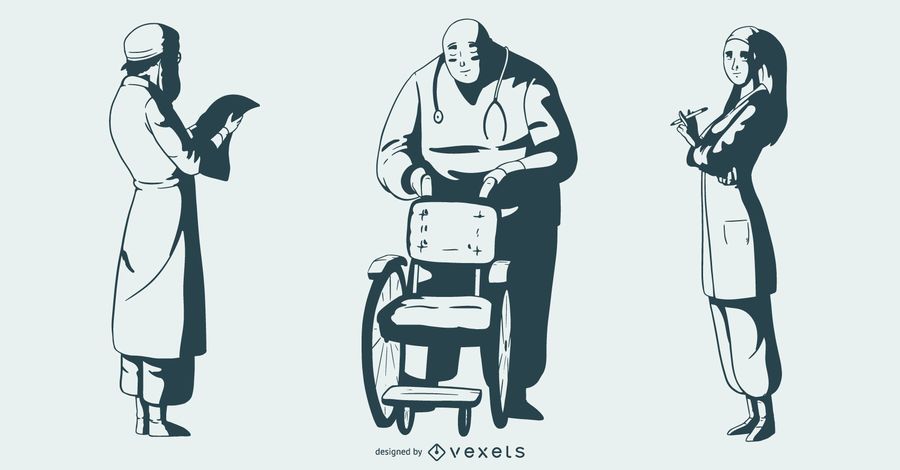 Hospital People Monotone Set Hospital People Monotone Set