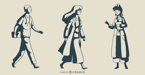 Doctor Monotone Illustration Set Doctor Monotone Illustration Set