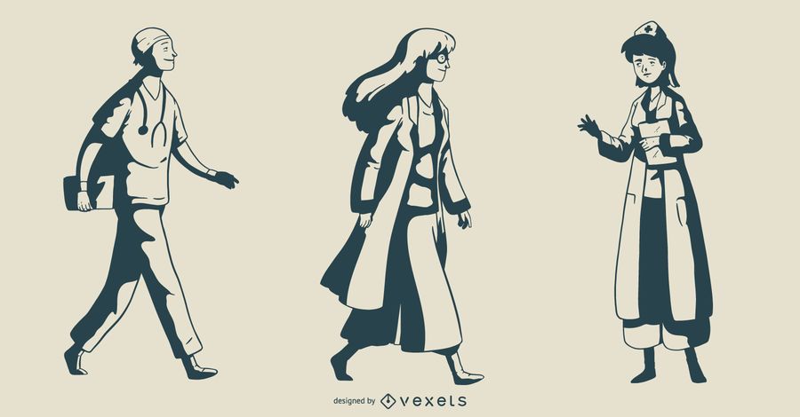 Doctor Monotone Illustration Set Doctor Monotone Illustration Set