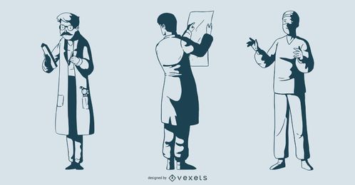 Male Doctor Monotone Illustration Pack Male Doctor Monotone Illustration Pack