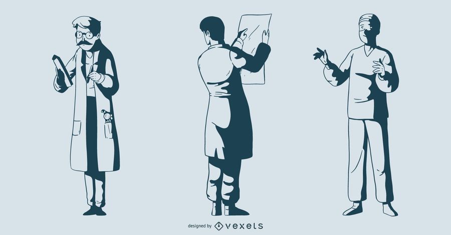 Pacote de ilustração monótona de médico masculino Pacote de ilustração monótona de médico masculino