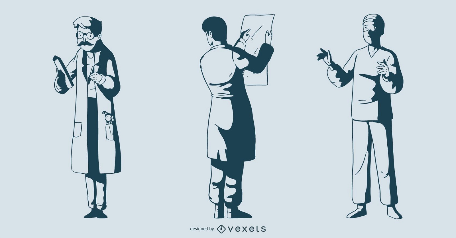 Paquete de ilustración de doctor masculino monótono