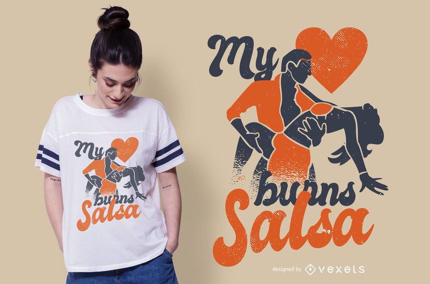 Design de t-shirt de coração de salsa Design de t-shirt de coração de salsa