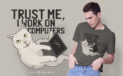 Design de t-shirt de gato de computador Design de t-shirt de gato de computador