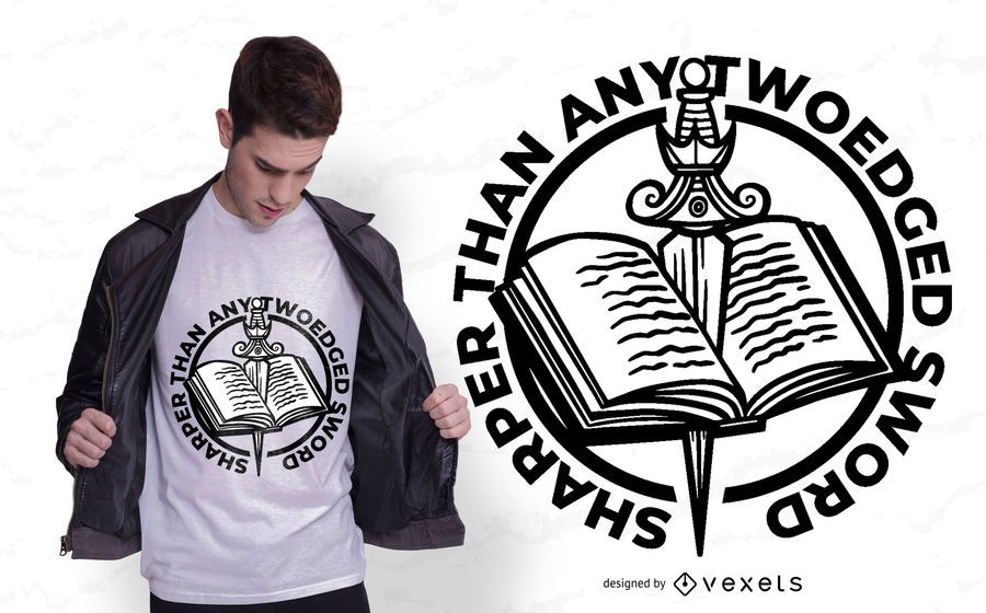 Design de t-shirt do livro espada Design de t-shirt do livro espada