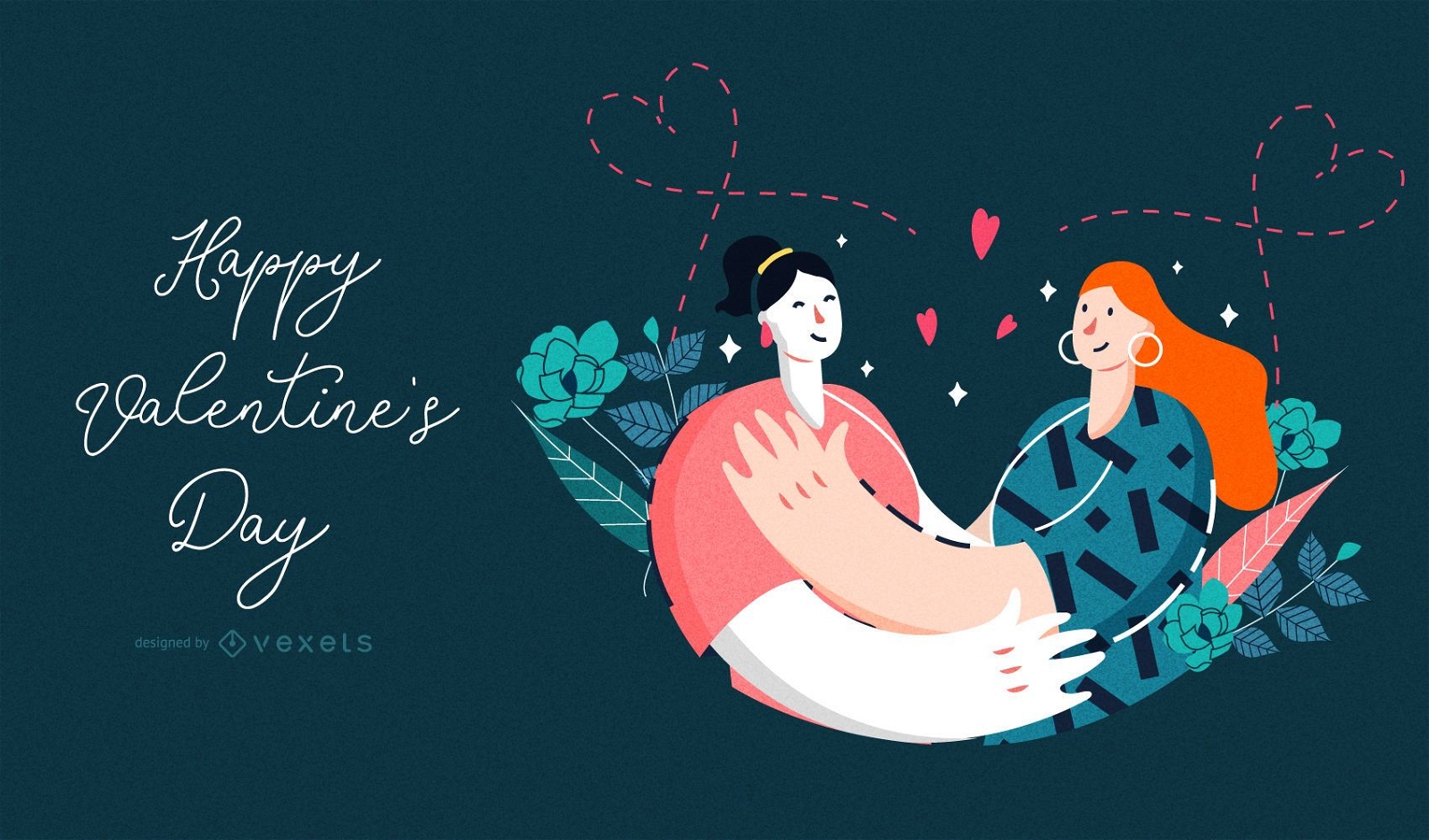 Happy Valentine's day couple illustration