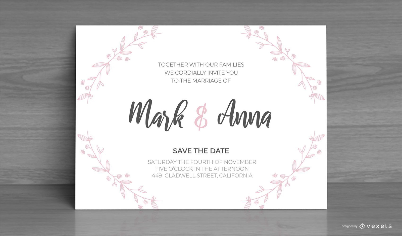 Design personalizado de convite de casamento