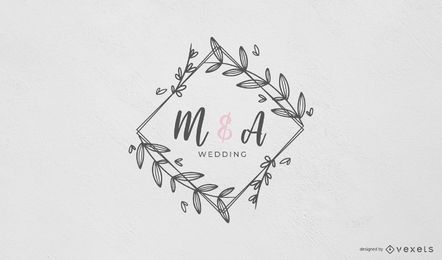 Monograma de casamento com design de moldura