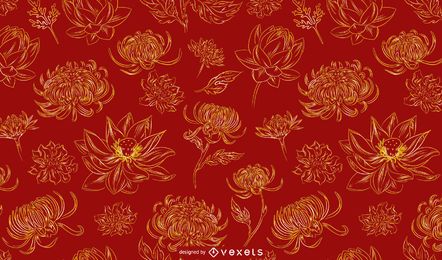 Diseño de patrón de flores chinas Diseño de patrón de flores chinas