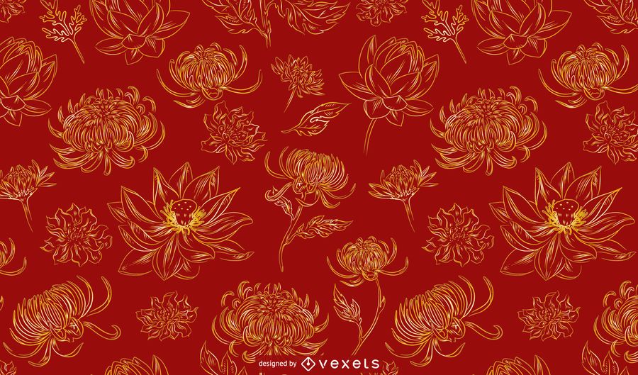 Chinese Flowers Pattern Design Vector Download