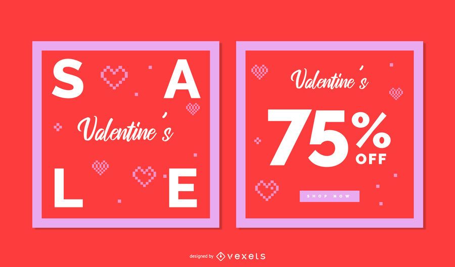 Valentine's Day Square Banner Set Valentine's Day Square Banner Set