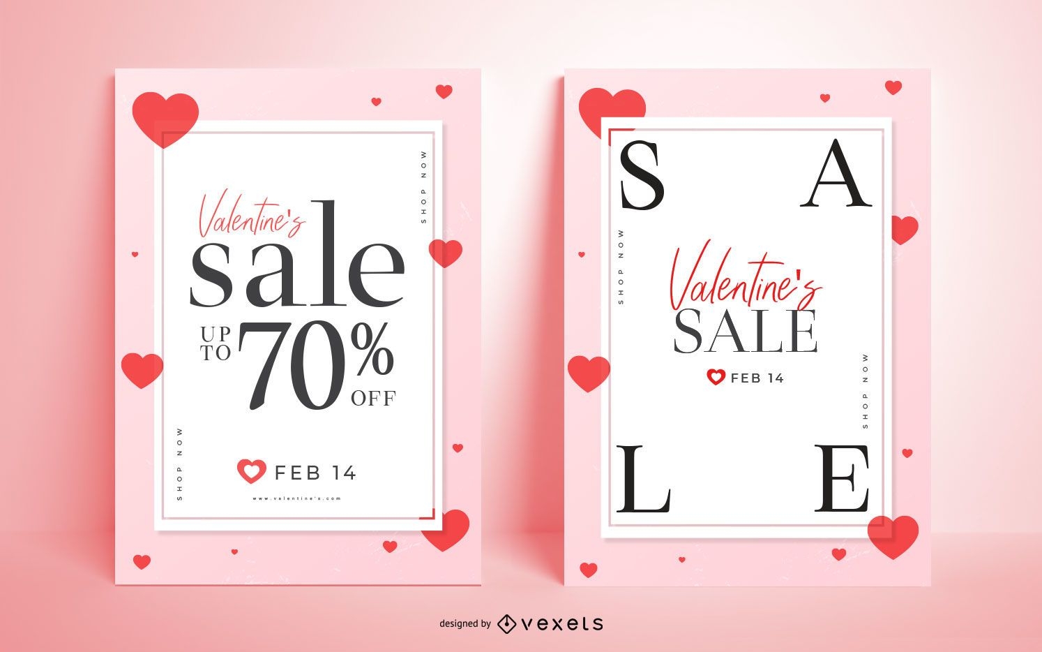 Conjunto de carteles de venta de corazones de San Valent?n