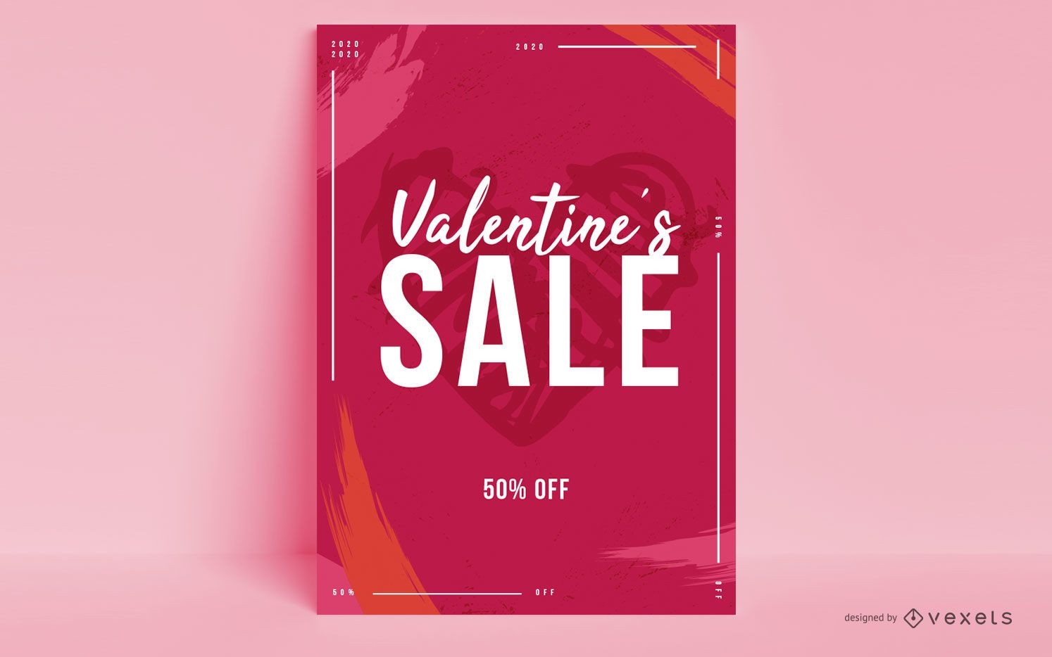 Diseño de cartel de venta de corazón de pincel de pintura de San Valentín