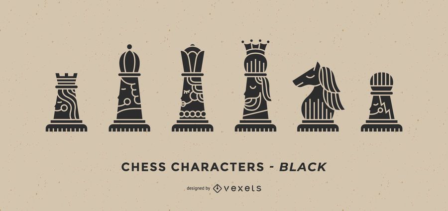 Black chess characters set Black chess characters set