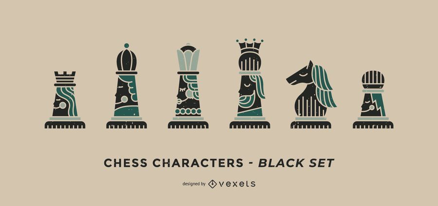 Chess characters black set Chess characters black set