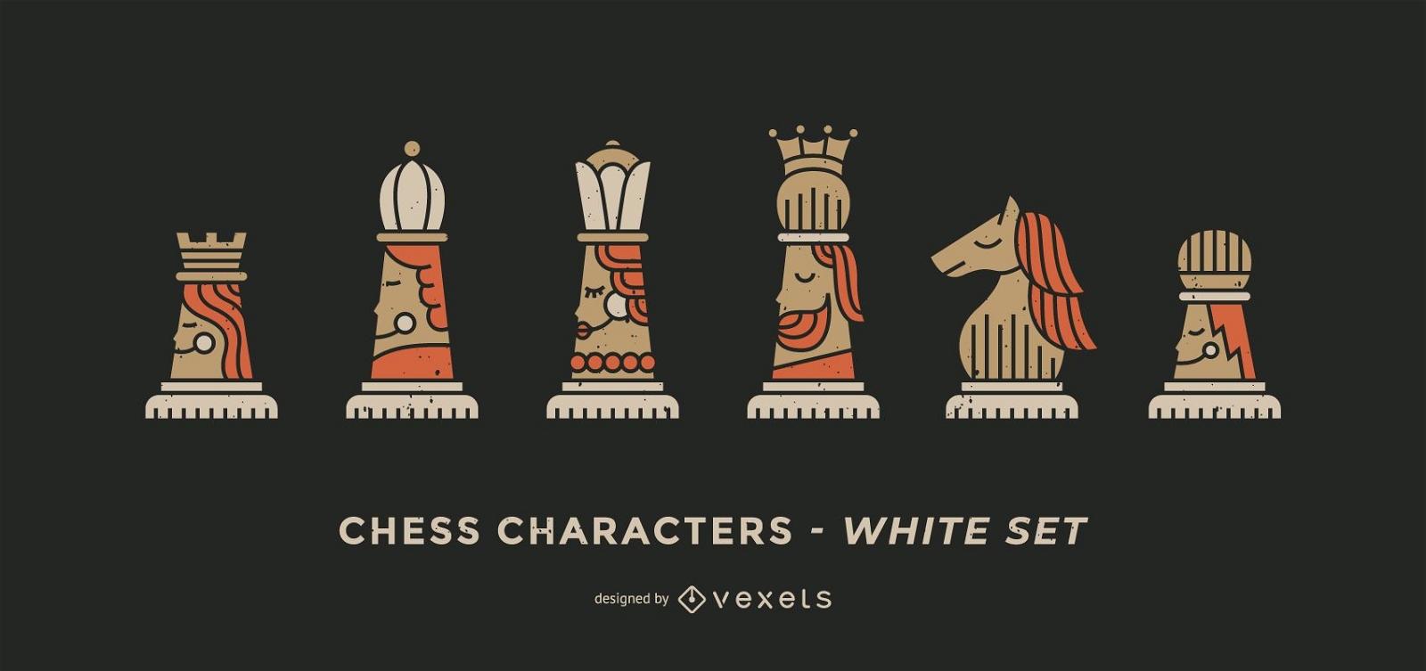 Conjunto de personagens de xadrez branco