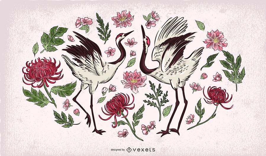 Ilustración de pareja de grúa Ilustración de pareja de grúa