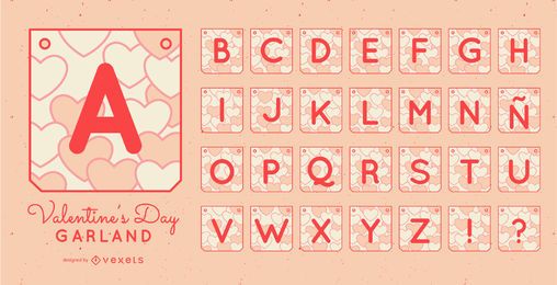 Valentinstag Girlande Banner Alphabet Set