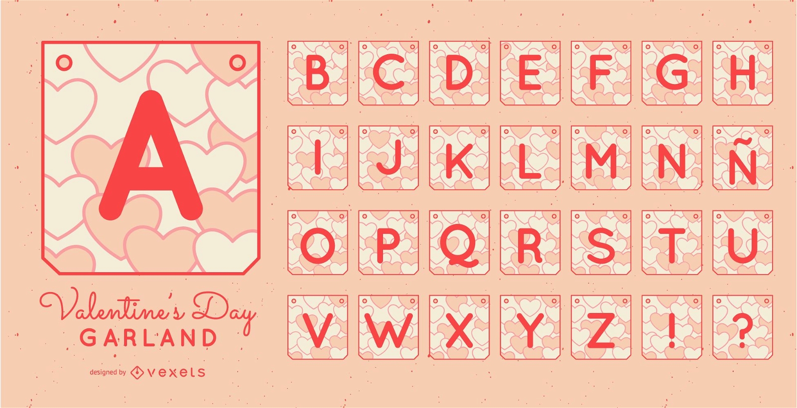 Valentinstag Girlande Banner Alphabet Set