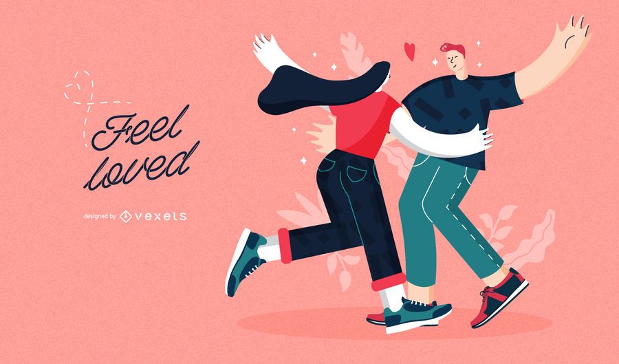 Feel loved couple valentines illustration Feel loved couple valentines illustration