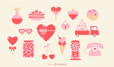 Valentine's day heart elements set Valentine's day heart elements set
