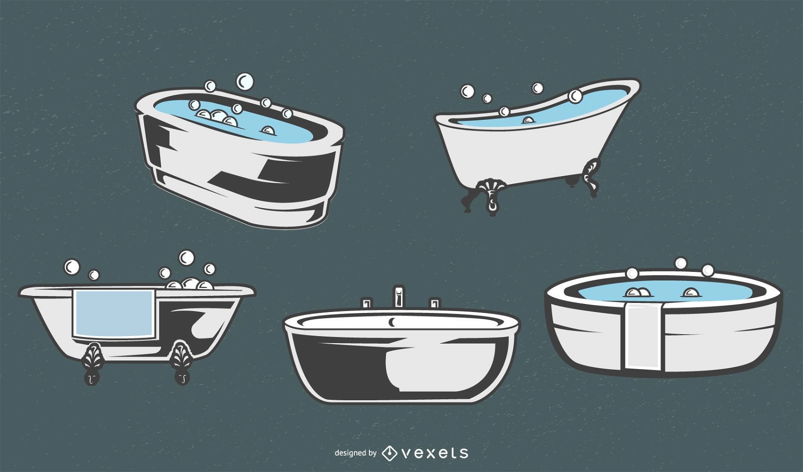 Download Vintage bathtub set - Vector download