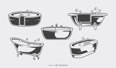 Set de bañera vintage negro Set de bañera vintage negro