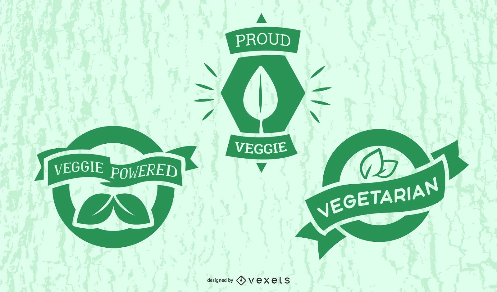 Conjunto de emblemas vegetarianos