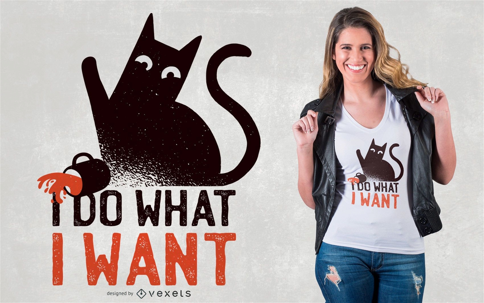 Diseño de camiseta con cita de gato rebelde