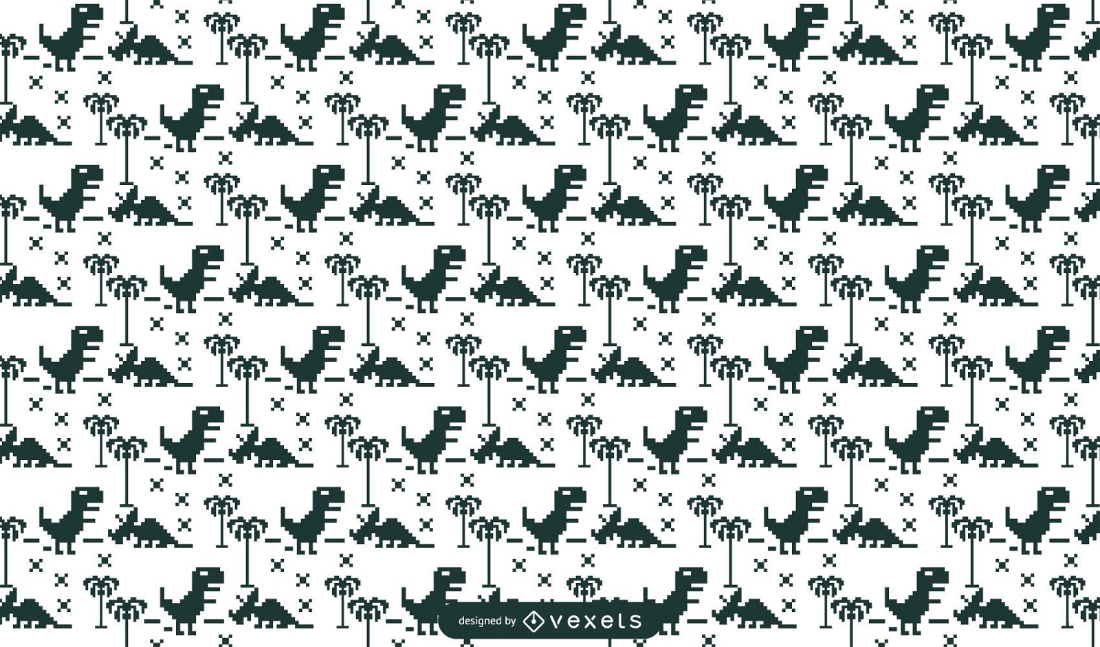Diseño de patrón de dinosaurios pixelados